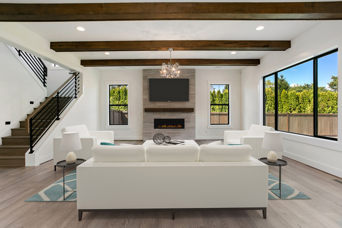 Acropolis custom floor plan modern farmhouse great room