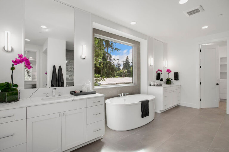 Atwater custom floor plan primary suite bath tub and vanity