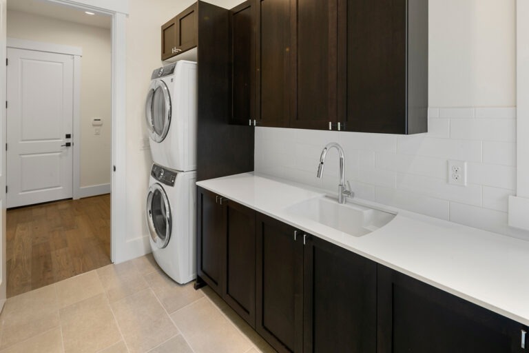 Barbaro custom floor plan mudroom with washer and dryer