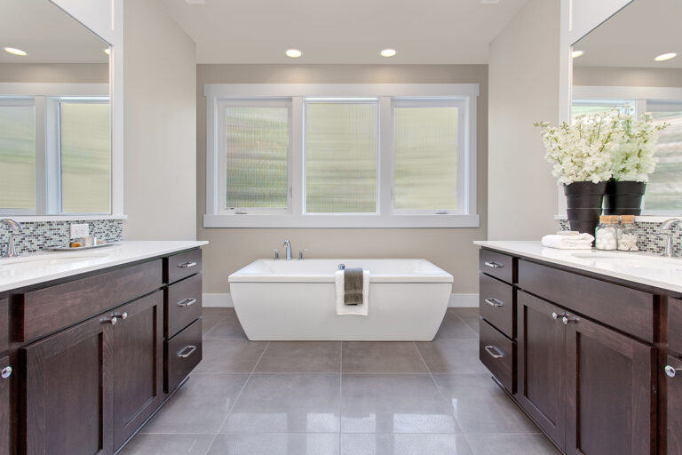 Bodrum custom floor plan primary suite bath tub and vanity