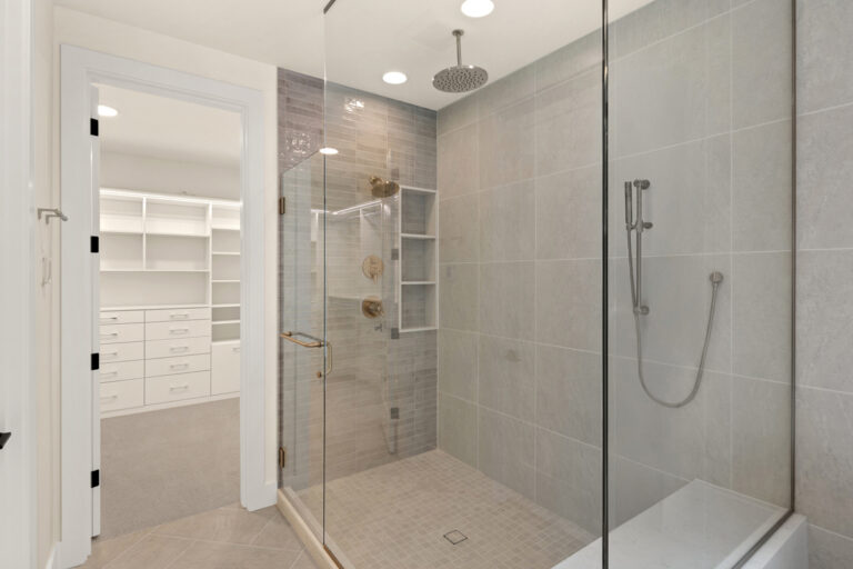 Brentwood custom floor plan primary suite walk in shower