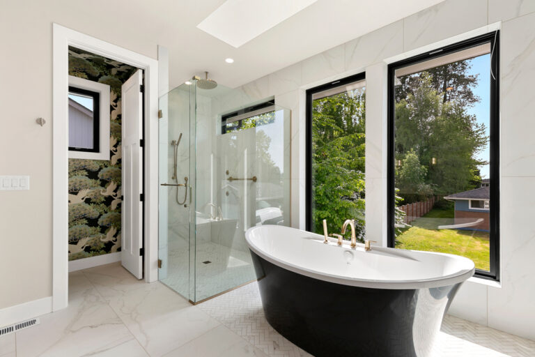 Renton 01 custom home primary suite bath