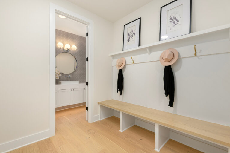 Delaney custom floor plan mudroom and powder room
