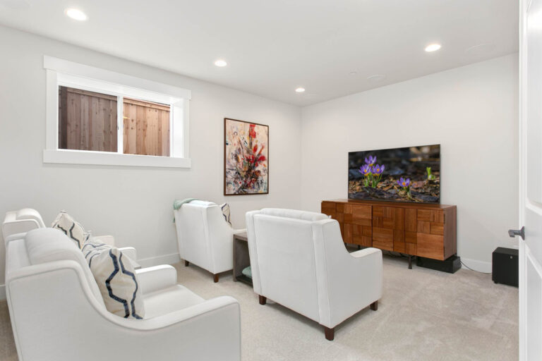 London custom floor plan media room