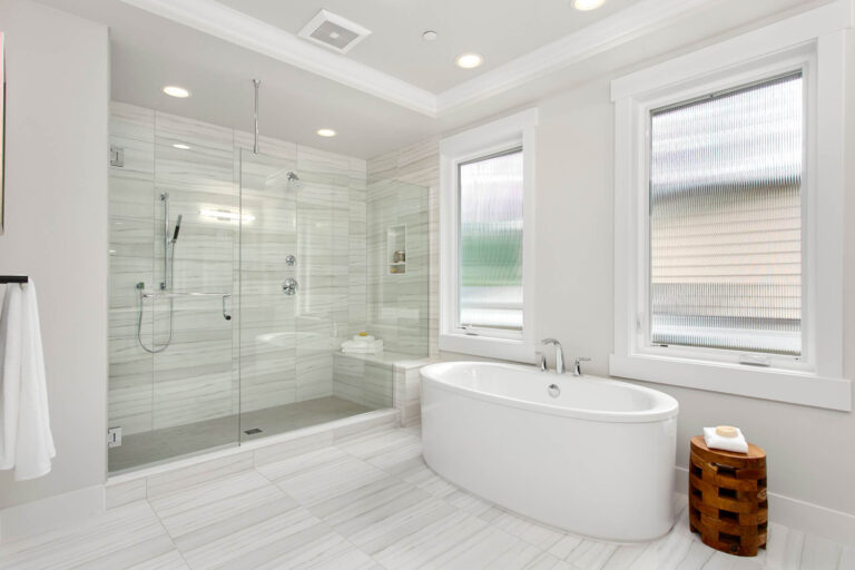 London custom floor plan primary suite bath