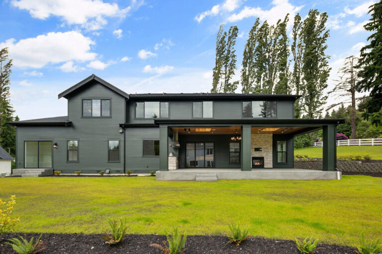 Parthenon custom floor plan modern farmhouse rear exterior