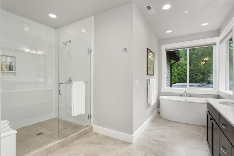 San Tropez custom floor plan primary suite bath