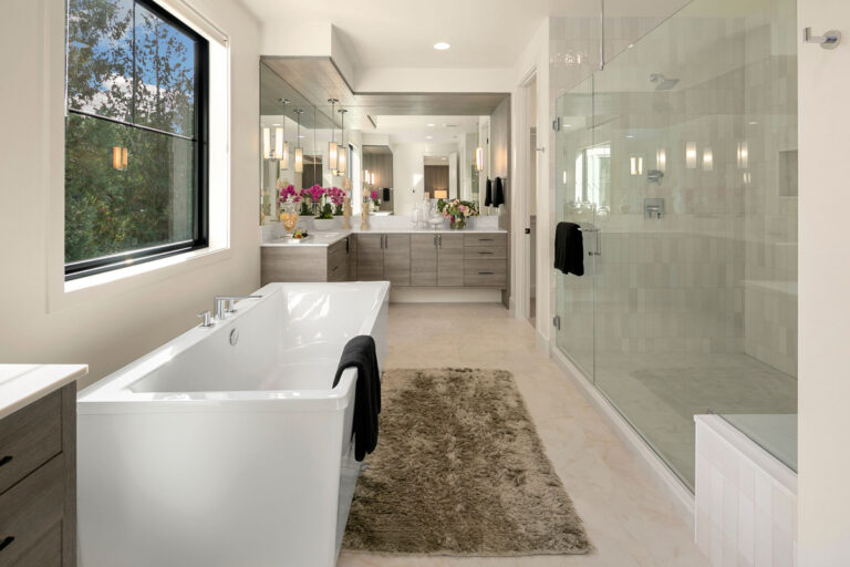 Saratoga custom floor plan primary suite bath