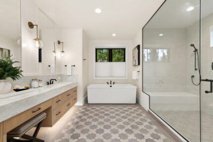 Santa Clara custom floor plan primary suite bathroom
